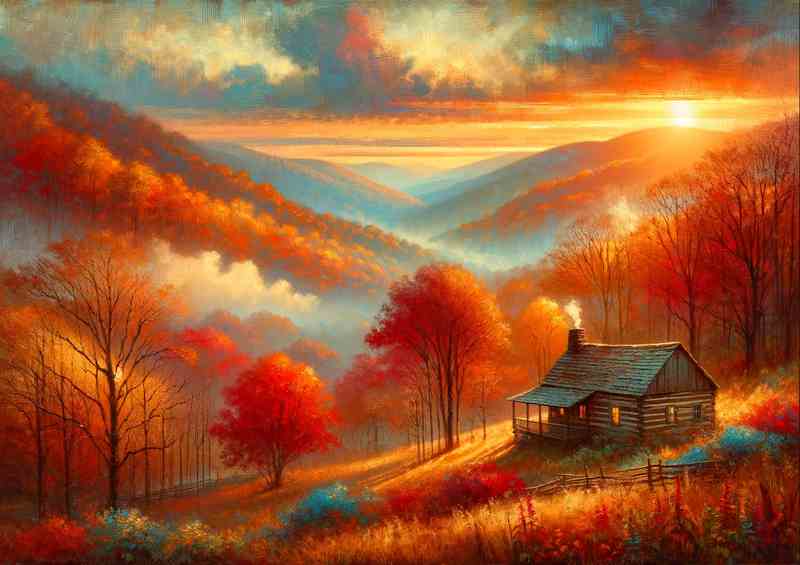 Autumn sunset in the Blue Ridge Mountains USA