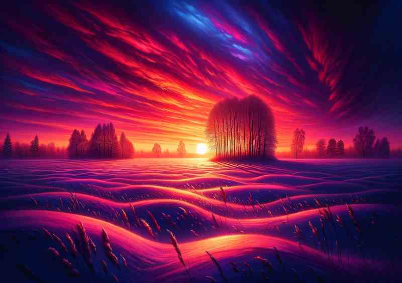 Crimson Twilight Winters Beauty at Sunset