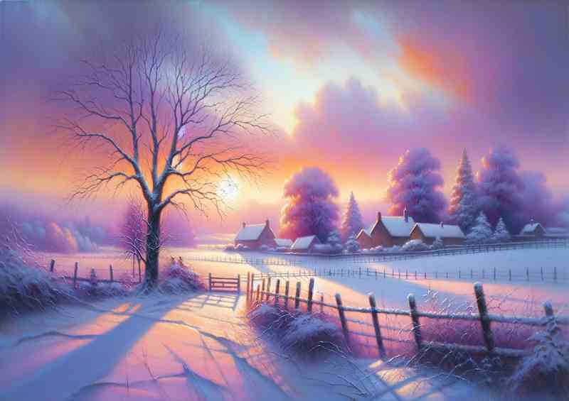 Gentle Glow A Snowy Countryside at Sunset