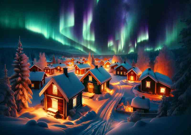 Midnight Serenity Northern Lights Metal Poster
