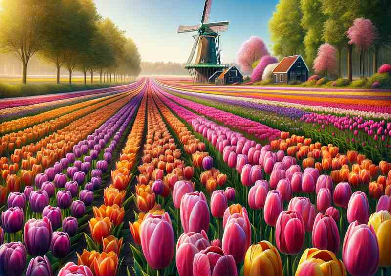 Radiant Bloom Spring Awakening in Tulip Fields
