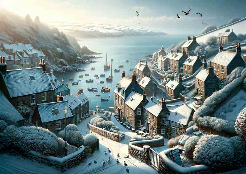 Snowy Serenity A Winter Morning in a Cornish Village