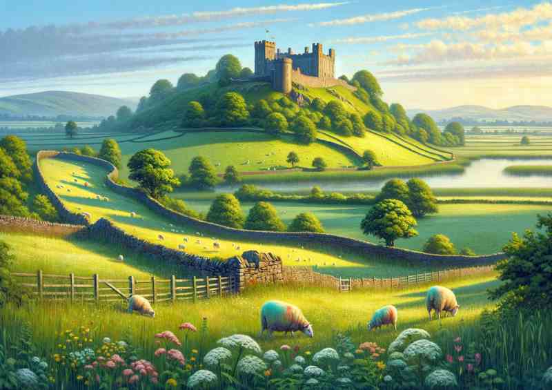 Welsh Countryside Metal Poster - Summer Morning Fields
