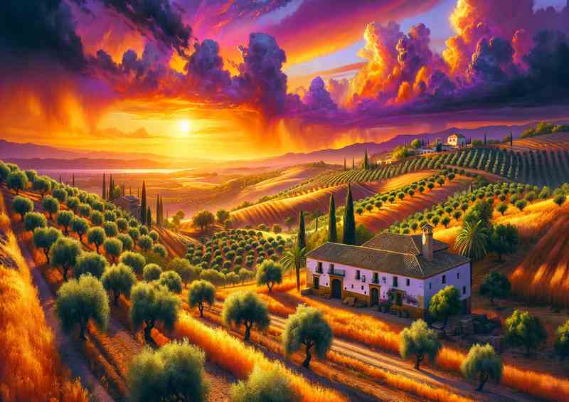 Summer sunset in the Andalusian countryside