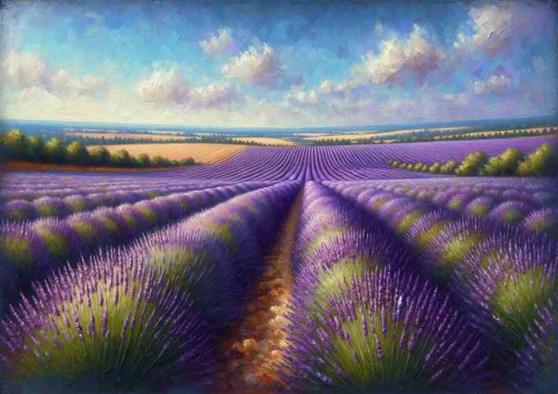 Summers Harmony A Lavender Field in Oil Painting Style