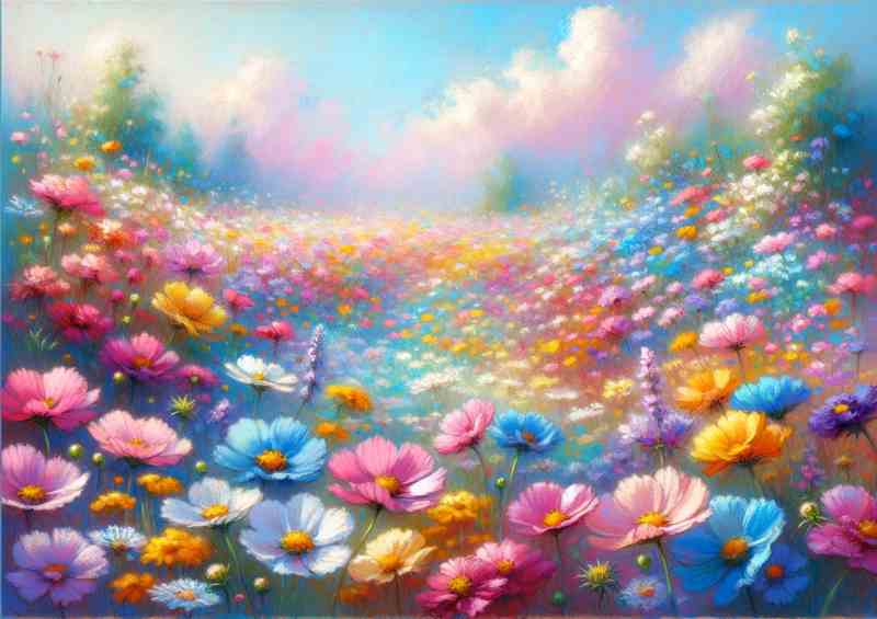 Summers Palette A Flower Meadow in Pastel Style