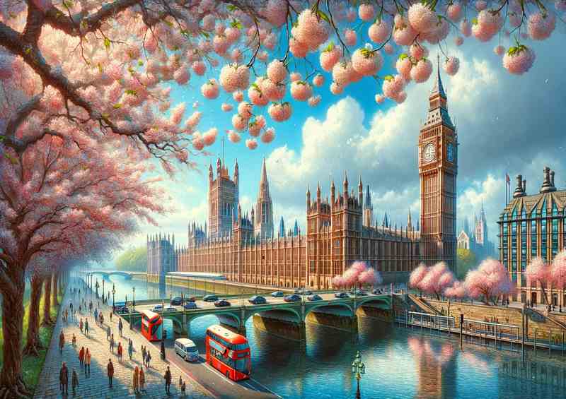 Blossoming Majesty Springtime at Westminster London