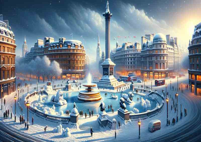 Glacial Majesty - Snow Trafalgar Sq. Metal Poster