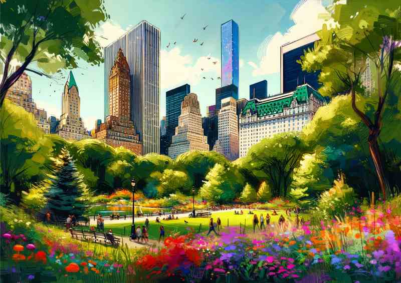 Central Park Summer Green Metal Poster