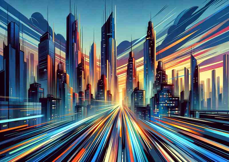 Urban Rhythm Cityscape at Dusk