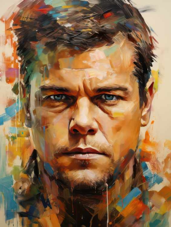 Matt Damon Very colourful painting style