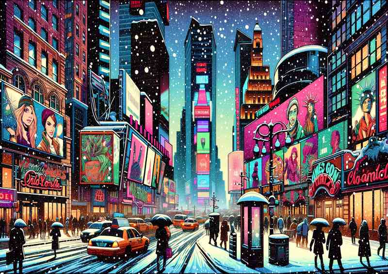 Urban Winter A Snowy Evening at Times Square New York