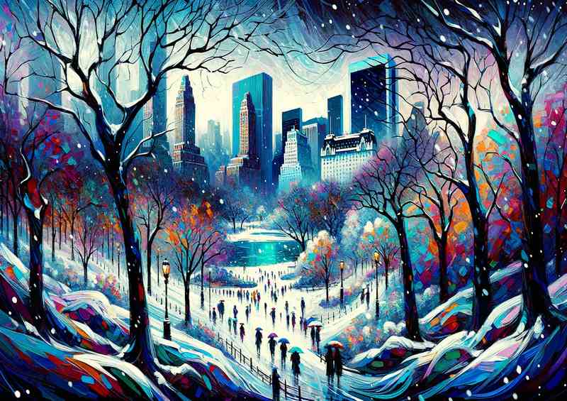 Winter's Embrace Snowfall in Central Park New York