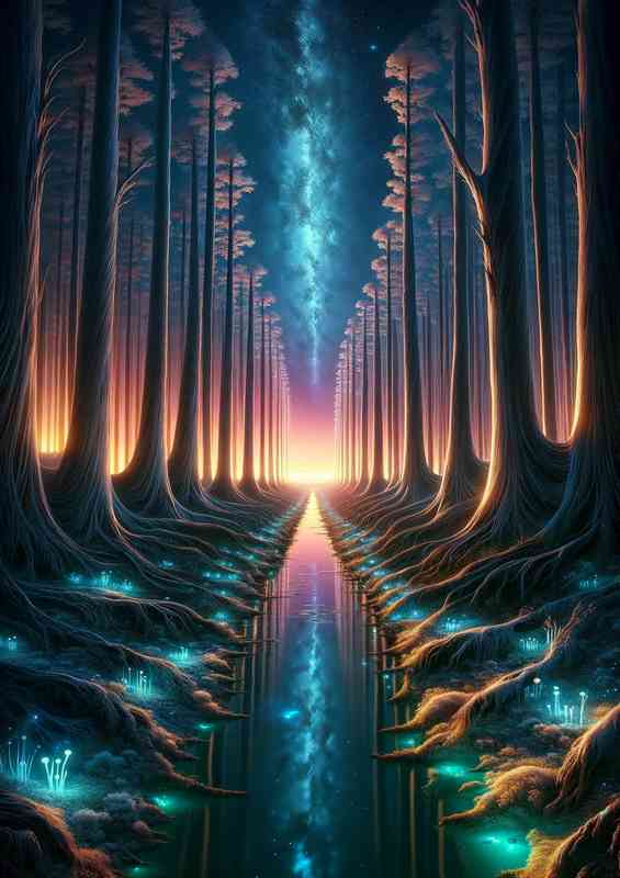 A breathtaking vertical view from a fantasy planet