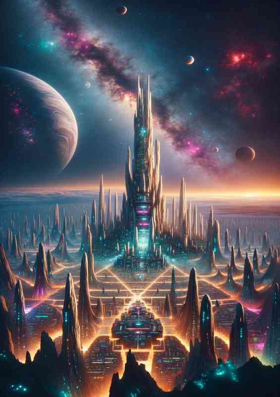 Fantasy planet The scene depicts a tower