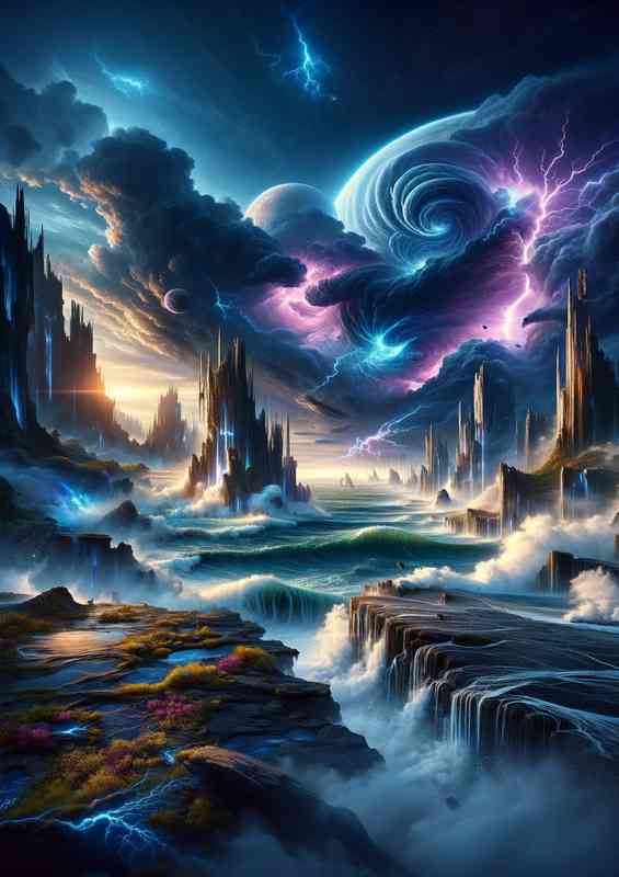 Vertical view from a fantasy planet