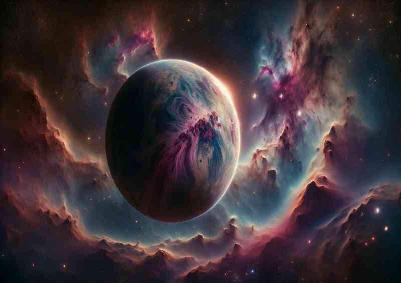 A fantastical space scene with matter
