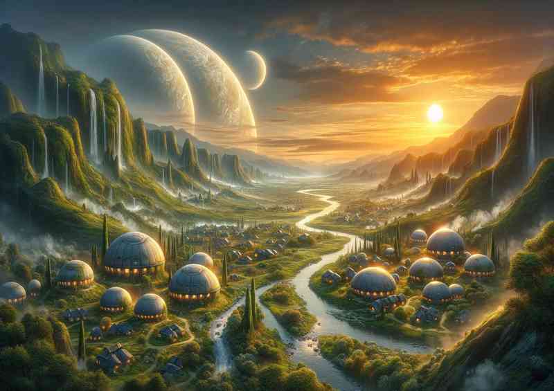 A fantasy planet a peaceful alien villa