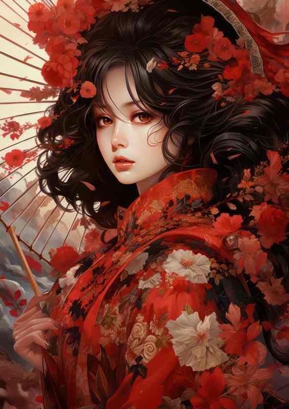 Geisha in the Digital Age Metal Poster