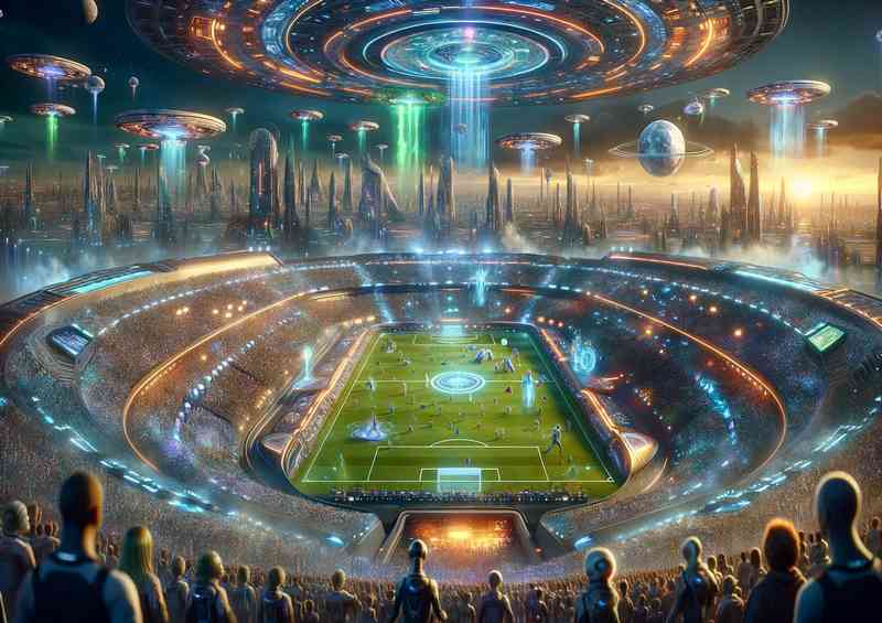A fantasy planet. The scene shows a grand alien sporting