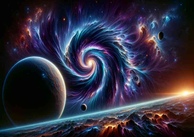 A fantasy space massive space anomaly near a distant planet