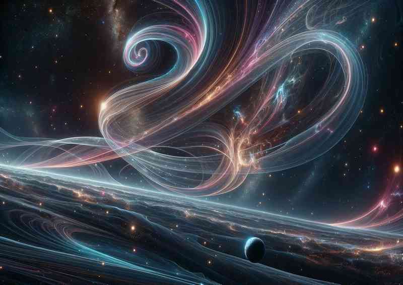 A imaginative space fantasy scene with minimal planetary presence