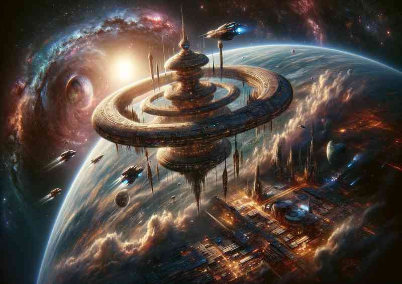 A mesmerizing view from space near a fantasy planet
