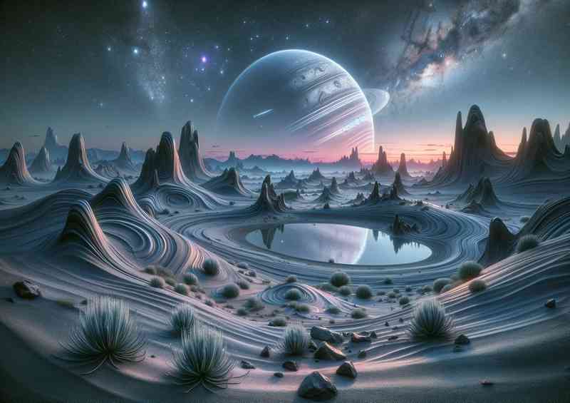 A view from a fantasy planet alien landscape