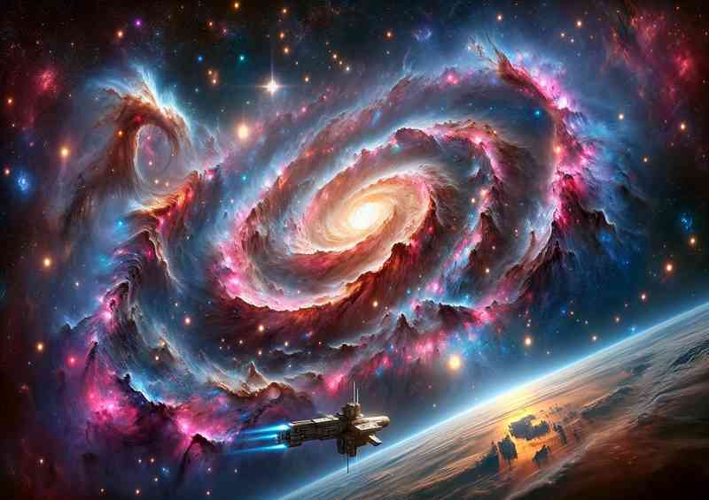 A view of a fantasy galaxy from space spiral