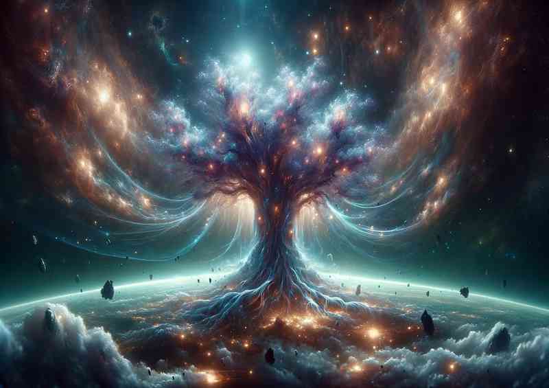 Space fantasy scene with a focus on celestial phenomena