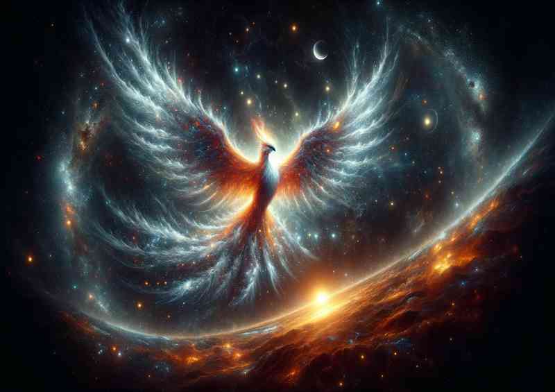 Space fantasy scene with focus on the pheniox