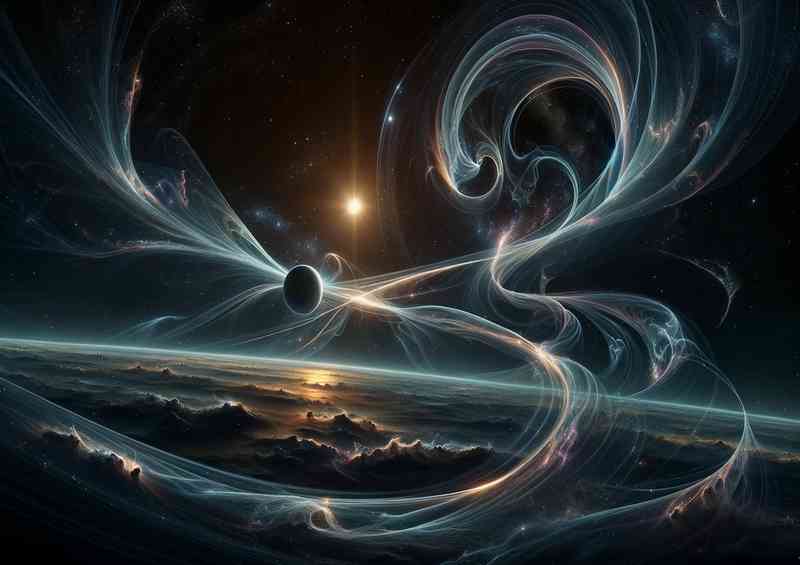 Space fantasy scene with minimal planetary presence