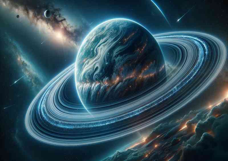 Space of a fantasy planets intricate ring system
