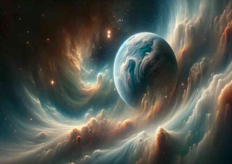 This composition centers on a singular planet