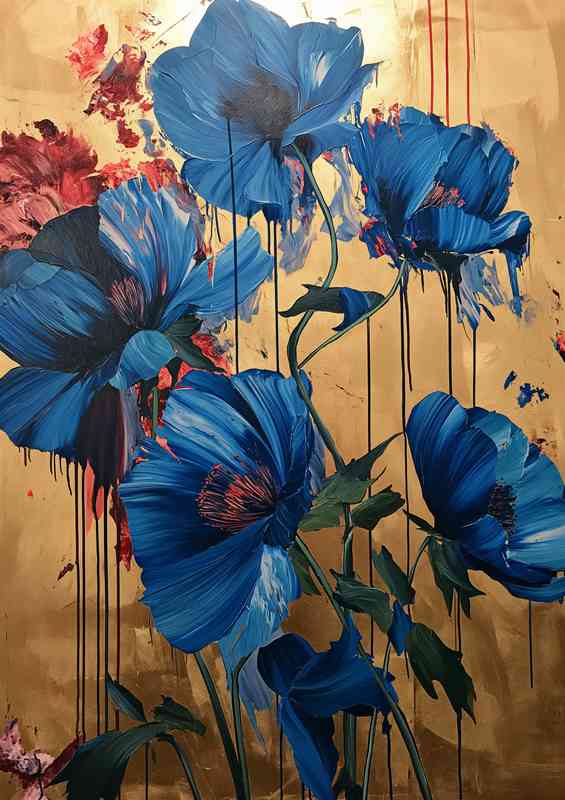 Array of blue flowers street art