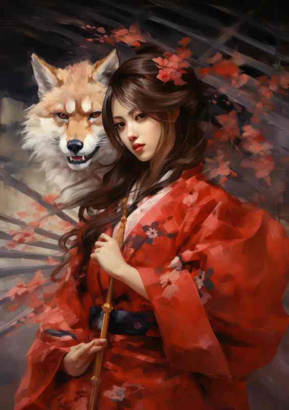 The Delicate World of Traditional Geisha with fox