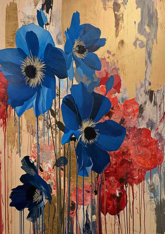 Blue flowers in bloom street art