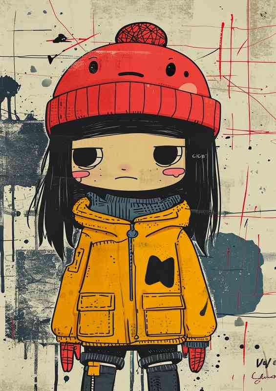 Cartoon girl with the red hat