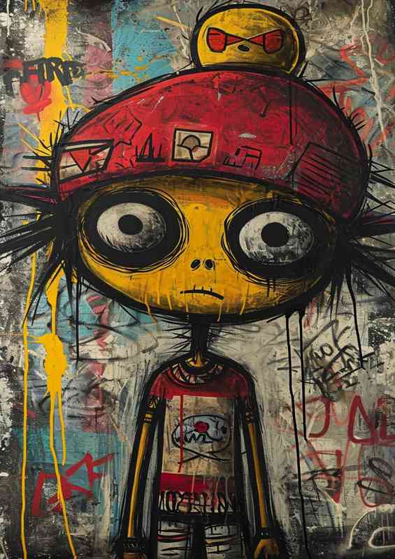 Cartoon person and a red cap