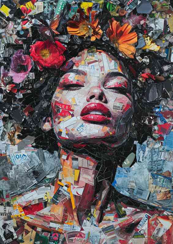Collage woman made up of many different stylrs