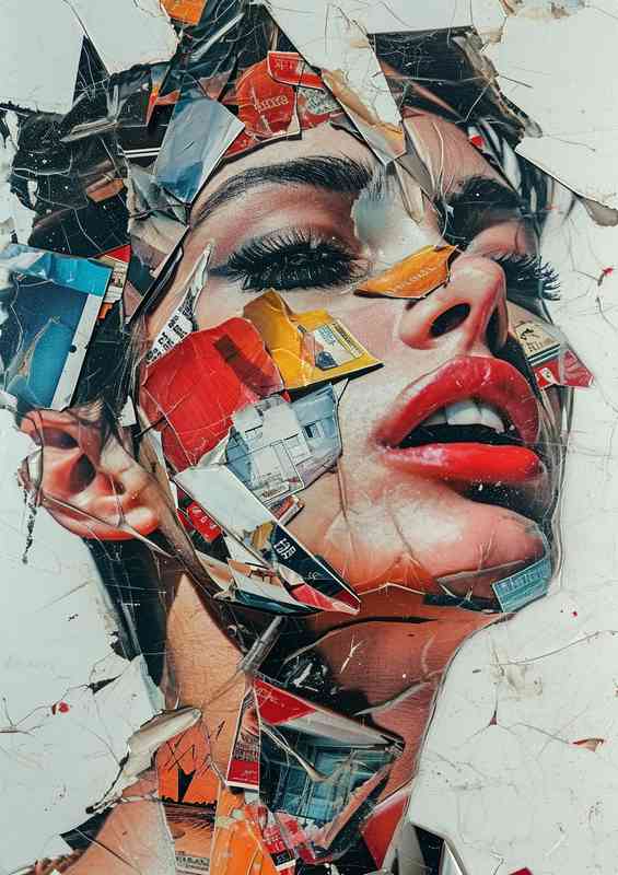 Collaged into a head of a woman