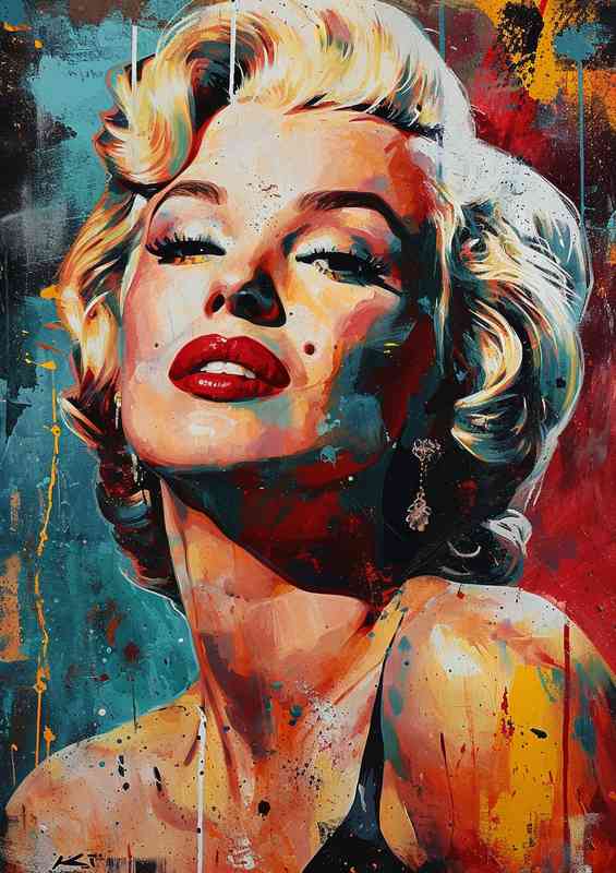 Comic marilyn monroe drippy painted art