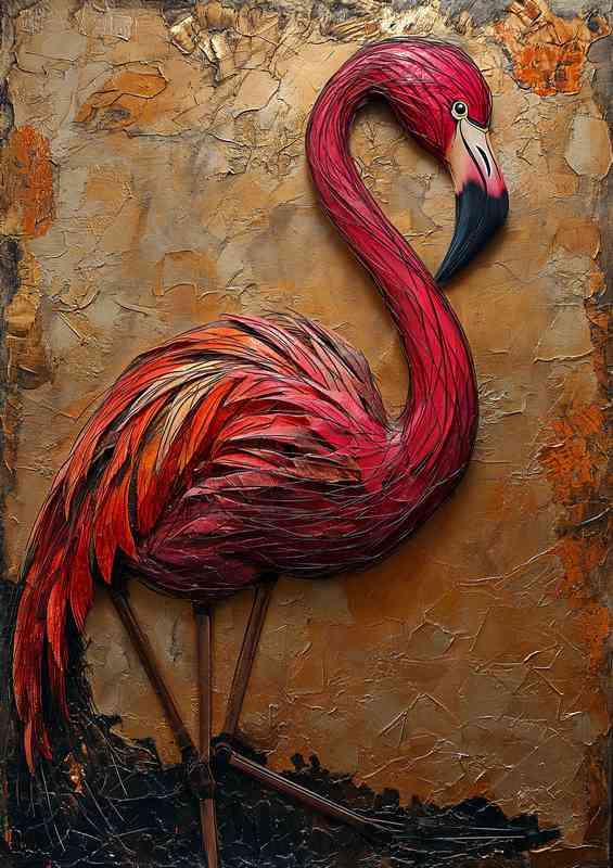 Flamingo on a brown backgroud