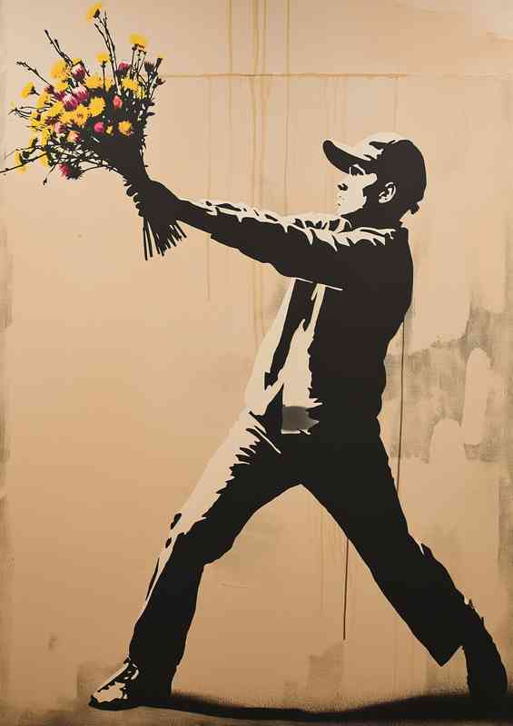 Flower boy in the style of Banksy