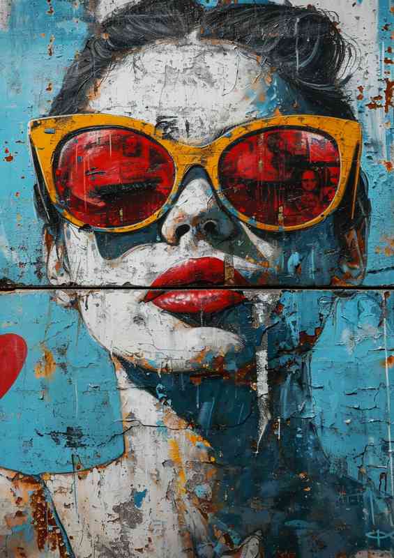Girl with big red glasses in a pop art style