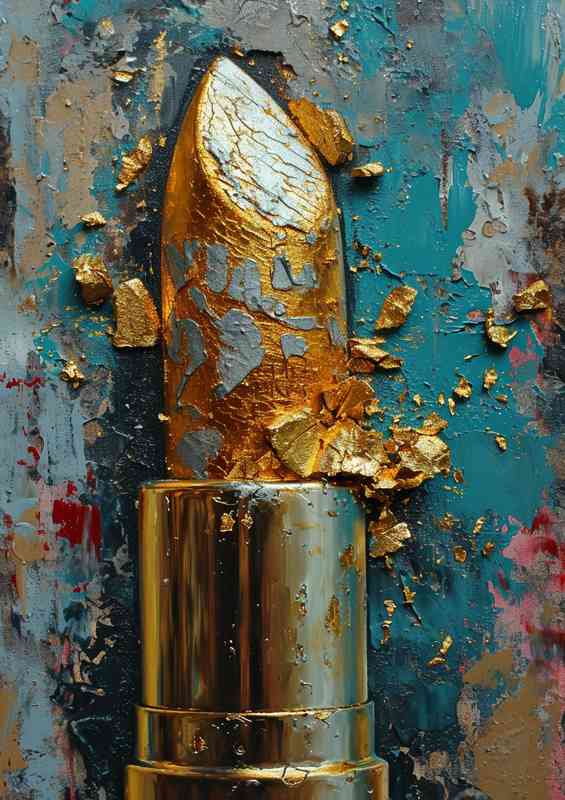 Gold lipstick street art