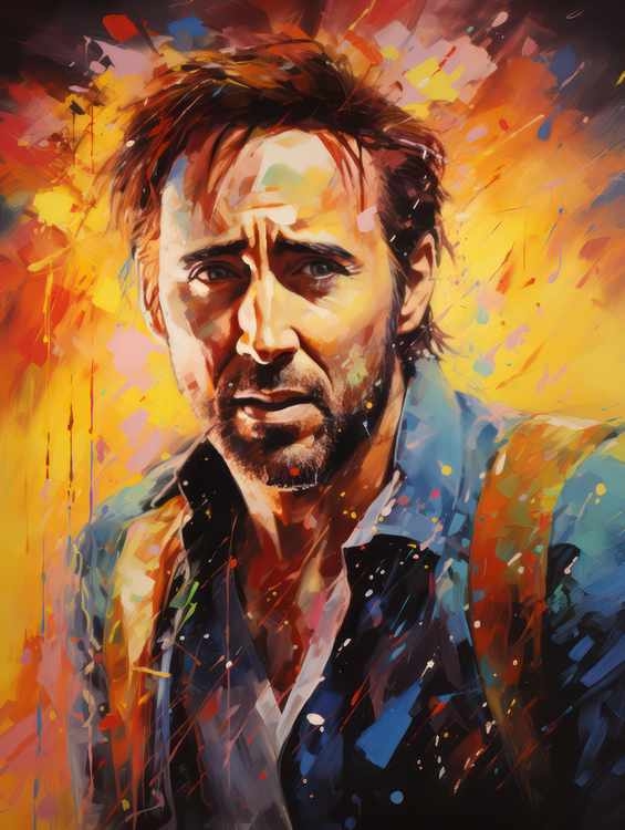Nicolas cage Very colourful painting style
