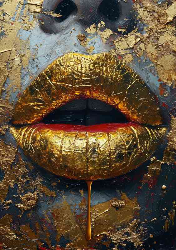 Gold money pouring through a lipstick