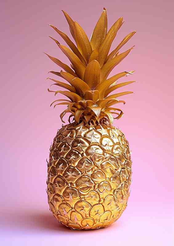 Gold pineapple on a pink background