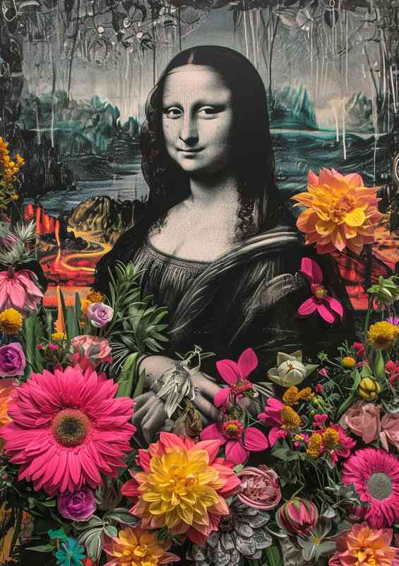 Lisa surrounded by painted flowers